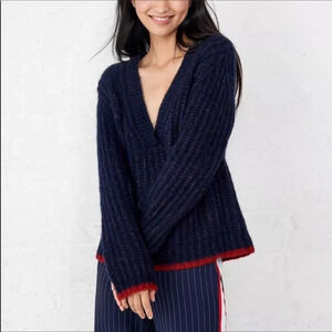 NWT LA Ligne Navy Fuzzy Wuzzy Knit Sweater XS